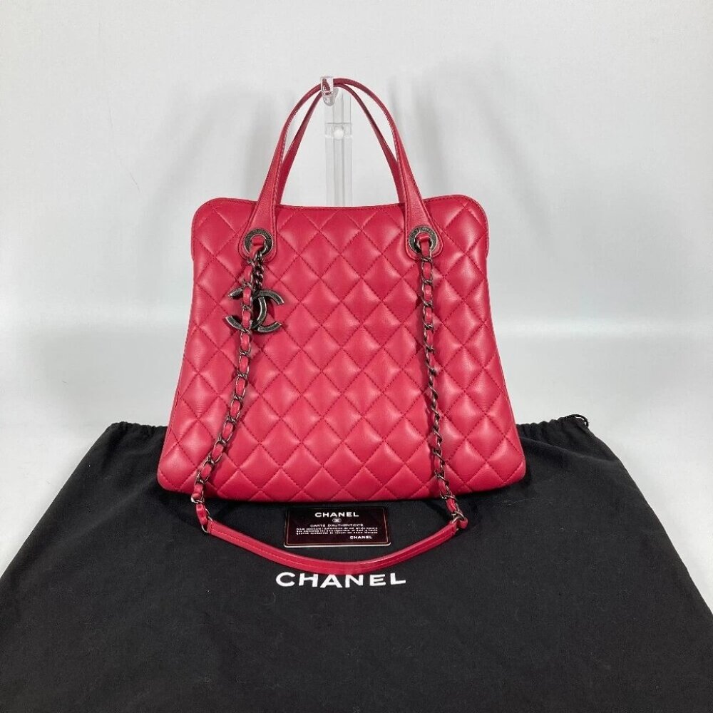 CHANEL Hand Bag Shoulder Bag CC Mark Matelasse Quilted 2WAY Tote Bag